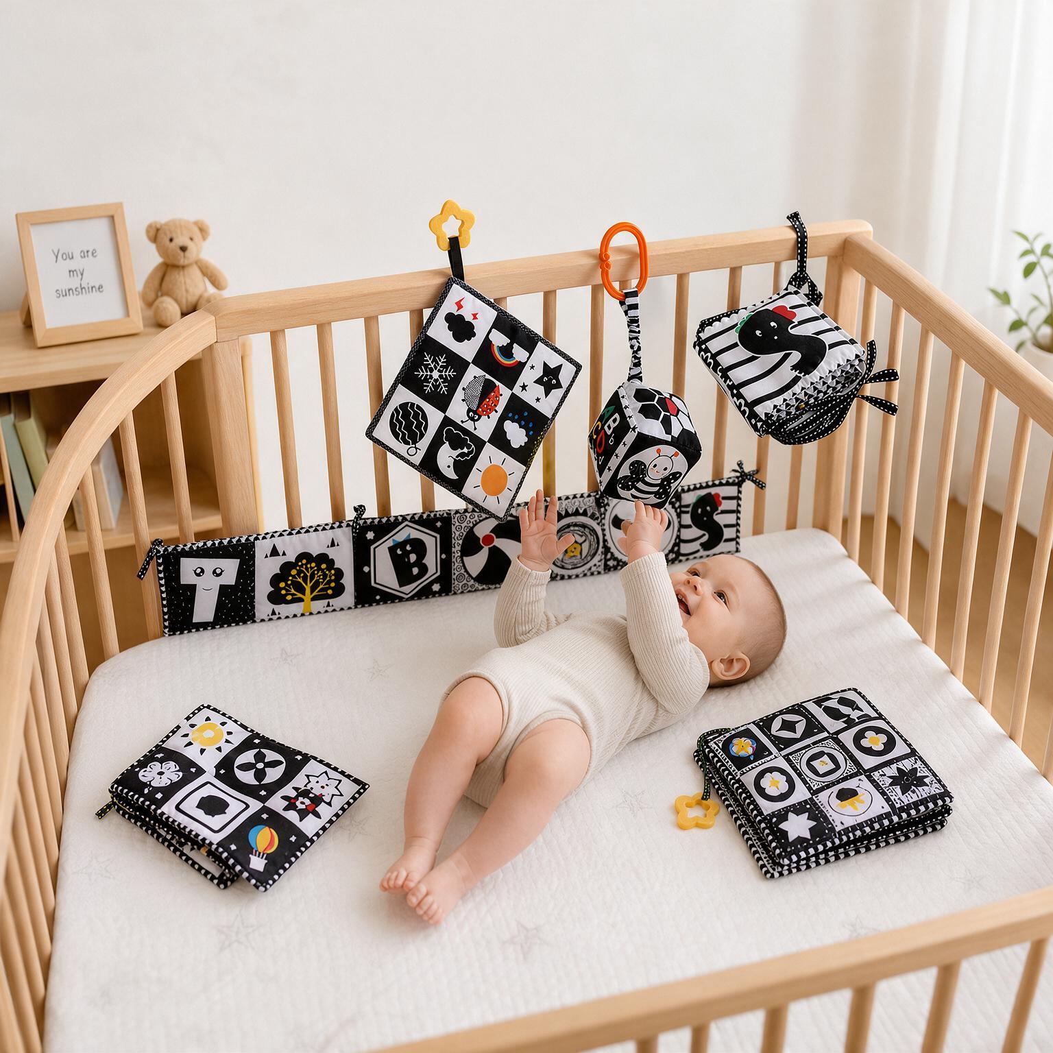 Kids Toys New Born - Yenidoğan Beşik Kitap Oyuncakları, Duyusal Bez