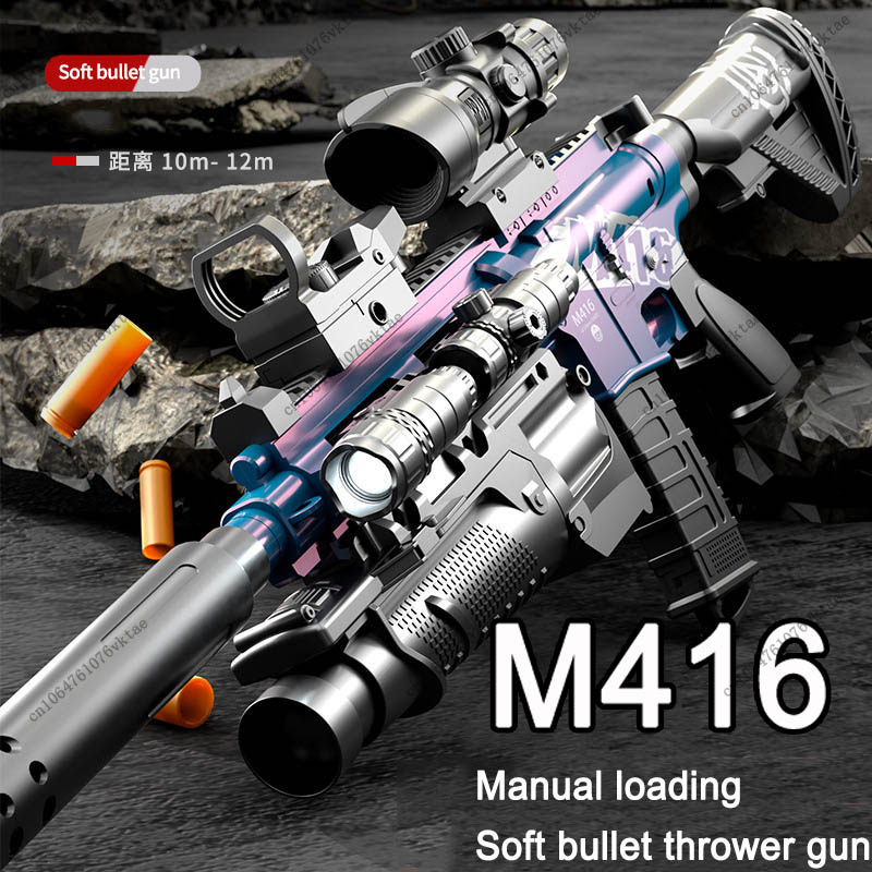 Foam Dart Gun - Manuel Yumuşak Mermili M416 Yumuşak Mermili