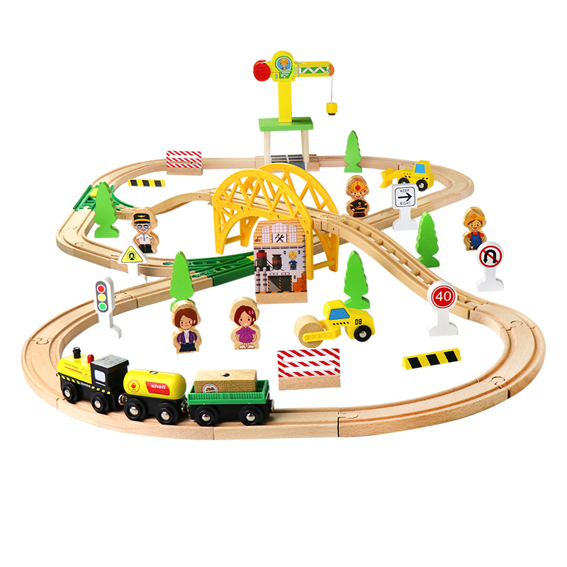 Toy Train Track Set - Ahşap Tren Rayı Otoyol Halka Yapım